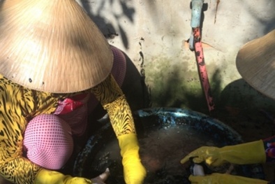 Dùng hóa chất lạ màu đen để 'triệt lông' hàng nghìn con vịt