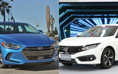 Hyundai Elantra 2017 và Honda Civic 2016 đọ thiết kế mới hoàn hảo