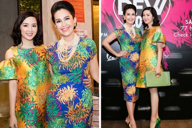 Diễm My, Giáng My sang trọng với váy hoa cúc của Đỗ Mạnh Cường