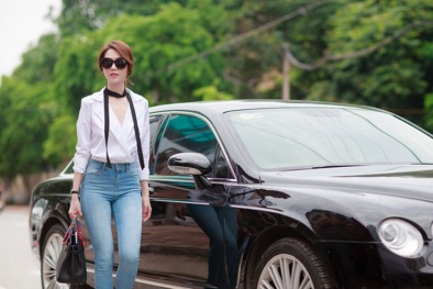 Cận cảnh siêu xe Bentley Continental Flying Spur của 'Nữ hoàng nội y' Ngọc Trinh 