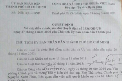 Ban hành văn bản trái luật, UBND TP HCM thua kiện