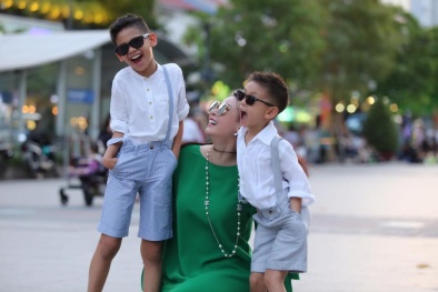 'Phát cuồng' với vẻ sành điệu của 2 con trai Hà Kiều Anh