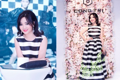 Hoa hậu Giáng My trẻ như thiếu nữ đến chúc mừng NTK Công Trí