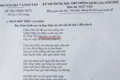 Tranh cãi về sai sót trong đề thi Văn THPT Quốc gia 2016 