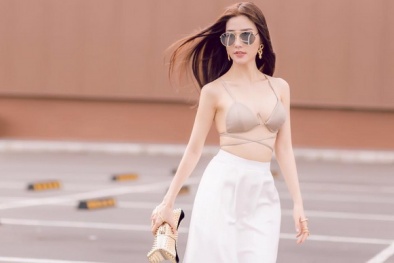 Diễm My 9X táo bạo, lả lơi diện áo ngực, thả rông vòng 1 xuống phố