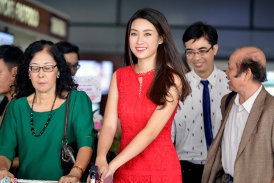 Hoa hậu Đỗ Mỹ Linh rạng rỡ trở về đoàn tụ cùng gia đình