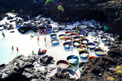 Ngắm san hô ở đảo Bé - Lý Sơn bằng thuyền thúng xinh đẹp 