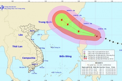 Siêu bão Meranti sức gió vùng tâm giật cấp 17 nhằm hướng biển Đông