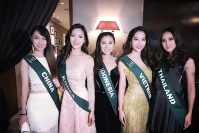 Nam Em rạng rỡ ‘đọ sắc’ cùng dàn thí sinh Hoa hậu Trái đất 2016