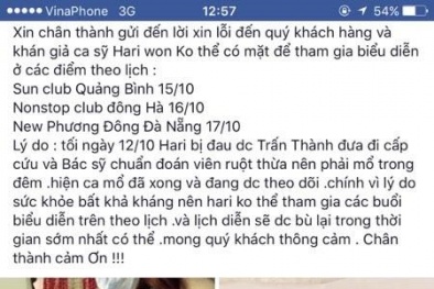 Hari Won bất ngờ nhập viện lúc nửa đêm