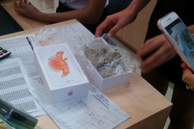 ‘Giật mình’ khui hộp iPhone 6S chứa toàn sỏi đá ở Yên Bái