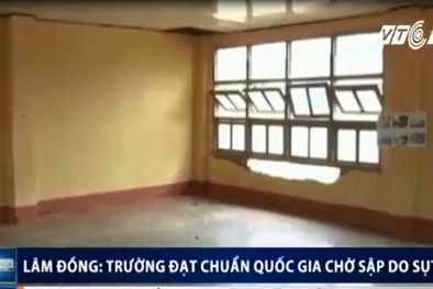Trường học đạt chuẩn quốc gia chờ sập, có thể dùng tay bóc từng mảng tường