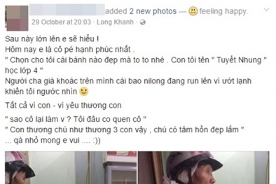 Xúc động hình ảnh người cha nghèo mua bánh sinh nhật cho con gái
