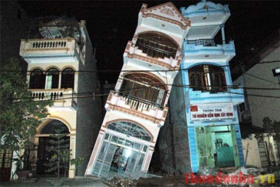 Cận cảnh những ngôi nhà nghiêng như tháp Pisa giữa Hà Nội