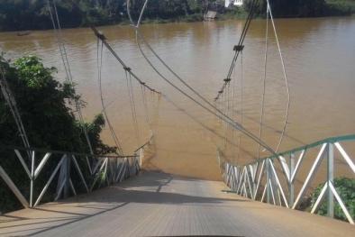 Sập cầu treo ở Đồng Nai: 4 người rơi xuống sông Đồng Nai