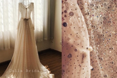 MC Mai Ngọc gây sốc khi tung ảnh cưới gắn 10.000 viên pha lê