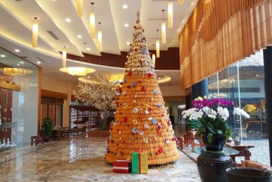 Độc đáo 'cây ngô Noel' làm từ 3600 bắp ở Hòa Bình 