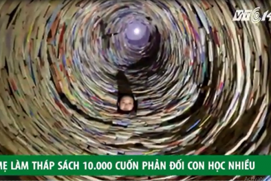 Mẹ làm tháp sách 10.000 cuốn phản đối con học nhiều