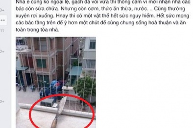 Hốt hoảng với con dao phay - 'vật thể bay' vào lô gia chung cư ở Hà Nội