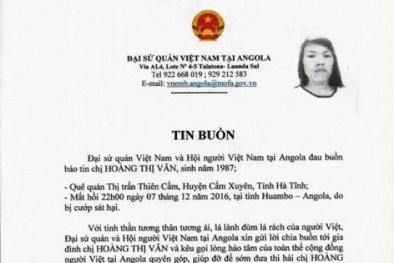 Thêm một người Việt bị sát hại, cảnh báo an ninh ở Angola rất phức tạp