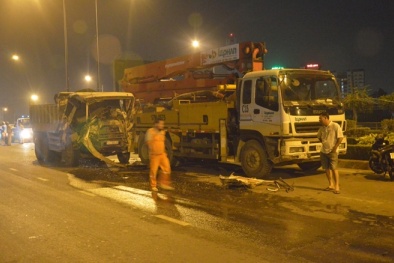 Xe ben phóng bạt mạng gây tai nạn liên hoàn, 3 xe bị hư hỏng nặng