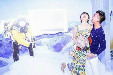 Thiếu gia Minh Nhựa 'chơi trội', mang tuyết Bắc cực tặng sinh nhật vợ