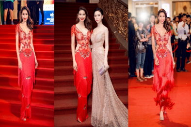 Diện váy dạ hội màu đỏ với hiệu ứng đặc biệt, Phạm Hương mặc đẹp nhất tuần qua 