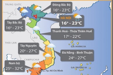 Dự báo thời tiết: Mưa trên diện rộng ở Trung Bộ những ngày giáp Tết