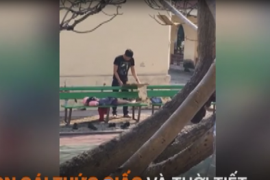 Clip cha loay hoay tìm cách che nắng cho con ngủ trưa lay động cư dân mạng
