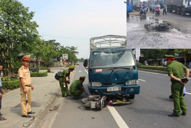 Tai nạn giao thông ngày 4/5: Xe máy cháy rụi sau va chạm với xe tải