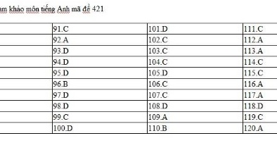 Đáp án môn Tiếng Anh mã đề 411 THPT Quốc gia chính xác nhất