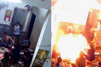 Lại thêm một vụ bình gas mini phát nổ như bom, bữa cơm gia đình chìm trong khói lửa