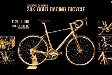Cận cảnh chiếc xe đạp mạ vàng 24k giá ‘khủng’ bằng 3 căn nhà ‘xịn’