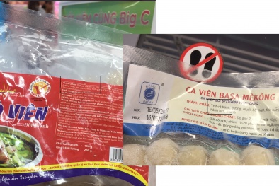 Bò viên Đôi Đũa Vàng gây nghi vấn về thành phần, cá viên Basa Mekong sai quy định ghi nhãn