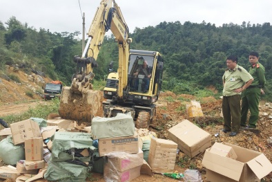 Tiêu hủy số hàng lậu, hàng giả trị giá trên 1,2 tỷ đồng ở huyện vùng biên Cao Lộc