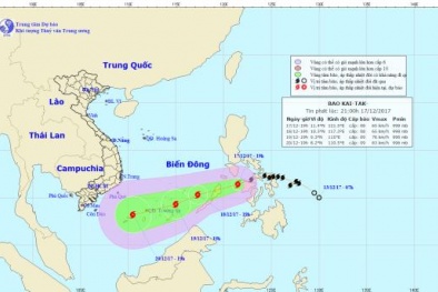 Bão Kai-tak sắp vào Biển Đông và có thể sẽ mạnh thêm