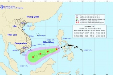 Tin mới nhất về bão Kai-tak: Trưa nay bão sẽ vào Biển Đông