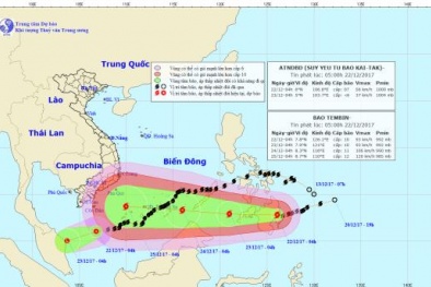 Bão số 15 suy yếu thành áp thấp nhiệt đới, bão Tembin tiến nhanh vào biển Đông