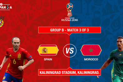 Link xem bóng đá trực tuyến Tây Ban Nha vs Maroc, bảng B World Cup 2018 lúc 1h00 ngày 26/6