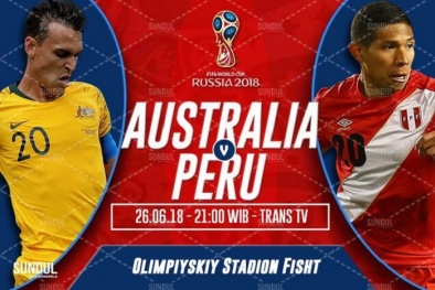 Link xem trực tuyến bóng đá World Cup 2018 Australia vs Peru lúc 21h00 ngày 26/6