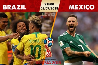 Link xem trực tiếp bóng đá Brazil vs Mexico, vòng 1/8 World Cup 2018 lúc 21h00 ngày 2/7