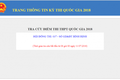 Tra cứu điểm thi THPT quốc gia tỉnh Bình Định năm 2018 nhanh và chính xác nhất