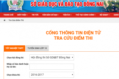 Tra cứu điểm thi THPT quốc gia tỉnh Đồng Nai năm 2018 nhanh và chính xác nhất