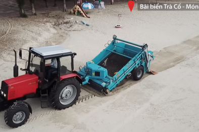 Độc đáo cỗ máy dọn rác, vỏ ốc trên bãi biển Việt Nam