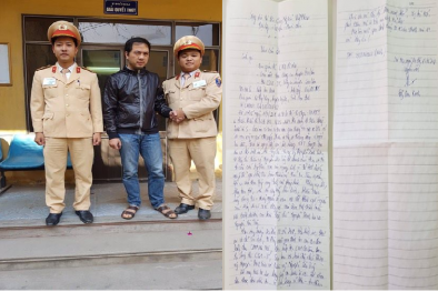 Thoát khỏi 'tử thần', nạn nhân gửi thư cảm ơn hai chiến sỹ CSGT huyện Gia Lâm