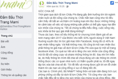 Chủ facebook Đầm bầu thời trang Mami bị phạt 20 triệu đồng vì tin đồn về dịch tả lợn