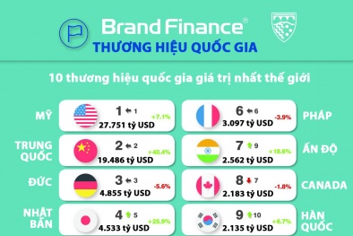 Định giá thương hiệu quốc gia giá trị nhất thế giới, Việt Nam tăng 8 bậc