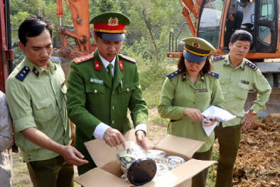 Tiêu hủy trên 8,5 tấn bánh kẹo, đồ chơi trẻ em nhập lậu trị giá gần 1 tỷ đồng