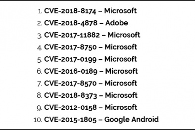 10 lỗ hổng an ninh bị tin tặc khai thác nhiều nhất