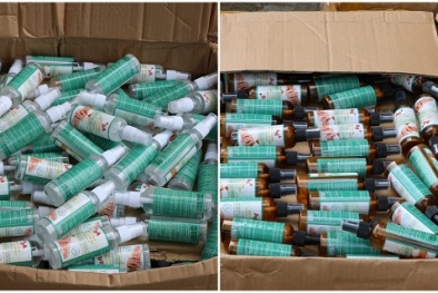 Lượng lớn nước sát khuẩn không rõ nguồn gốc bị tịch thu
